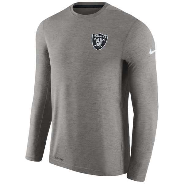 Men's Oakland Raiders Nike Charcoal Coaches Long Sleeve Performance T-Shirt,We sell and wholesale Men's Oakland Raiders Nike Charcoal Coaches Long Sleeve Performance T-Shirt on line form chian!